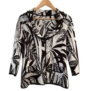 Chico's Cardigan Sweater Silk Blend Tropical Leaf Women’s Size Medium 8